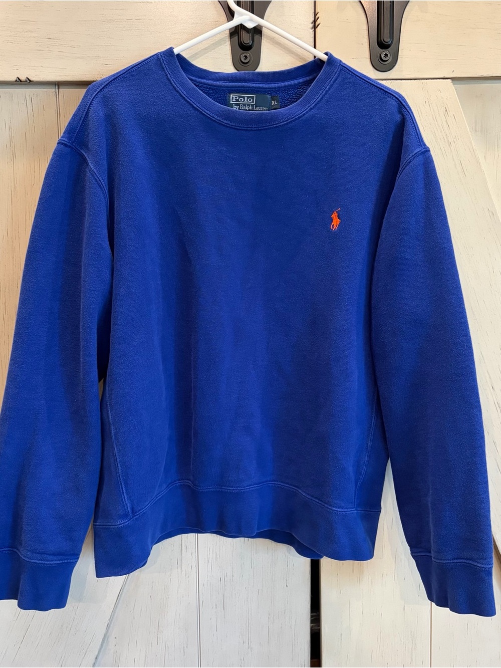 Vintage Ralph Lauren Crewneck Sweatshirt in Royal Blue with Orange Polo Size XL